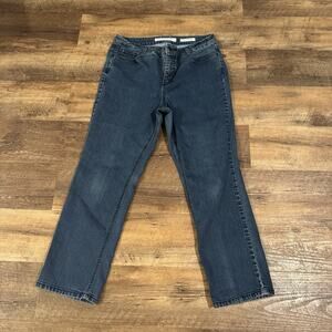 Jones New York Jeans 12 Petite Lexington Straight Stretch Studded Pockets FLAW